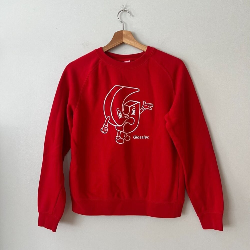 Glossier Red G-Pal Graphic Crewneck Sweatshirt Women's Size Small